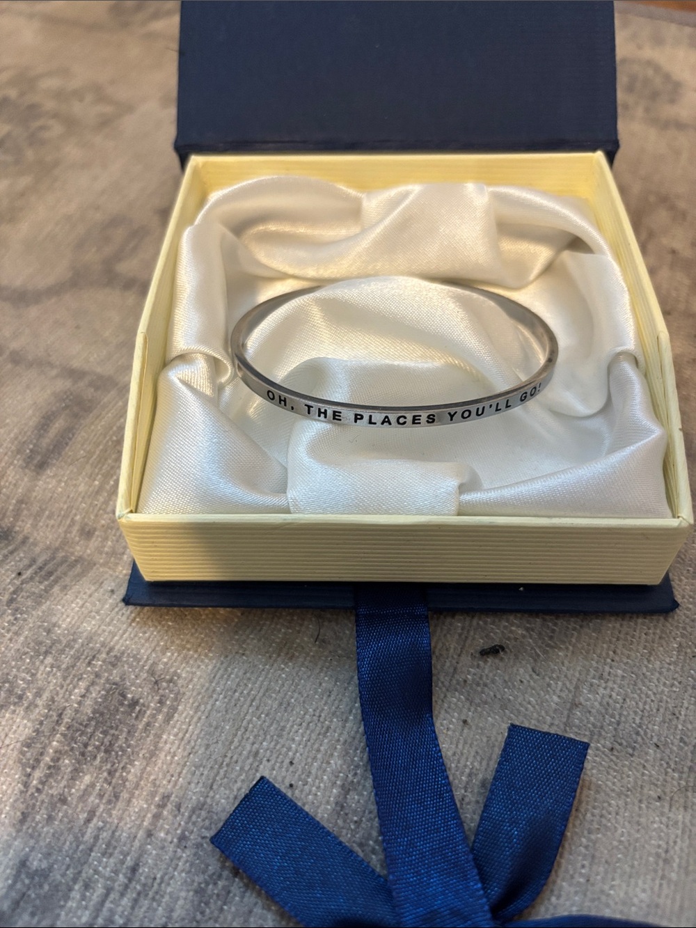 Silver Bangle Bracelet "Oh, The Places You'll Go"